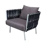 Black Weave Comfort Outdoor Chair with Grey Cushion